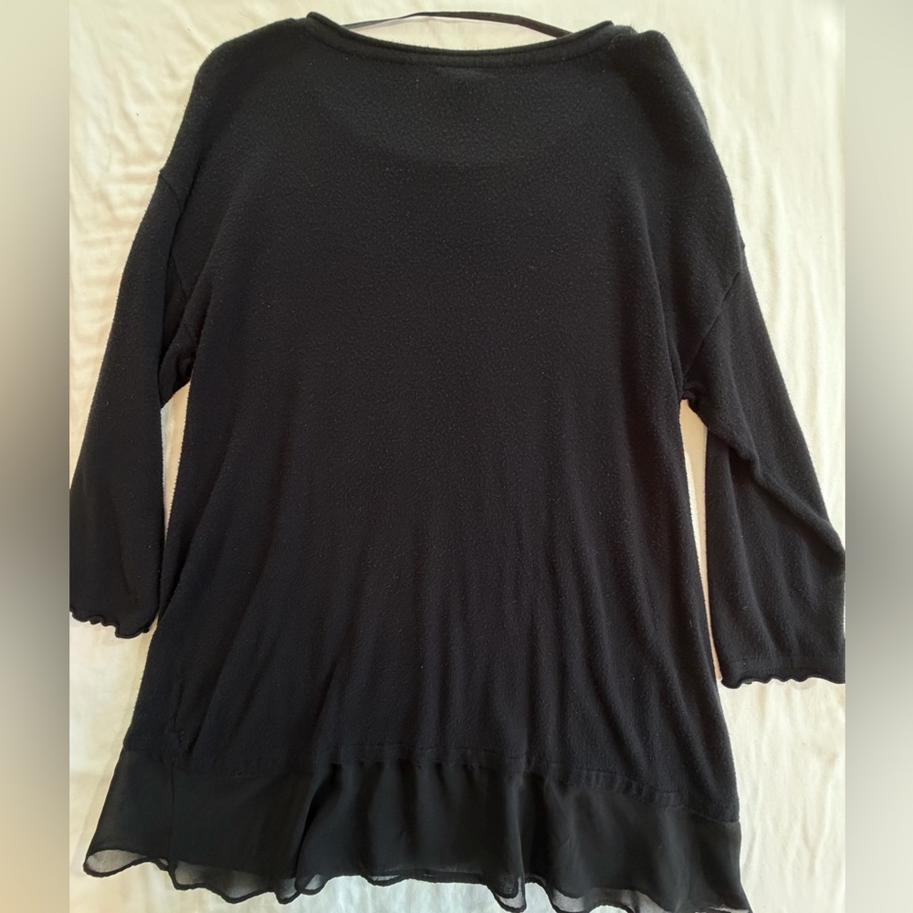 Cupio black top tunic size L sheer hem - Picture 10 of 10